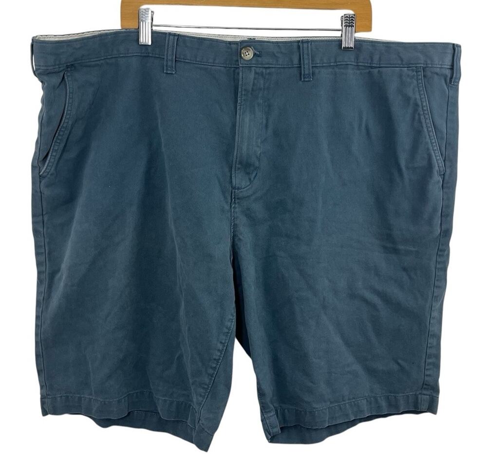 Eddie Bauer Legend Wash Khaki Chino Shorts Mens 48 Blue Cotton Flat Front Preppy